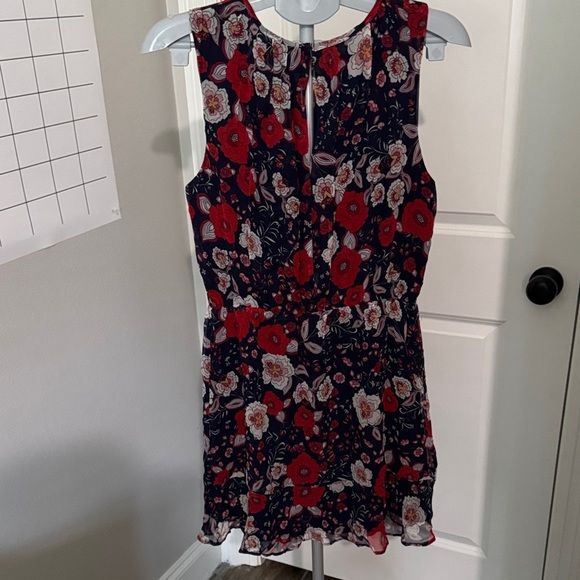 Greylin Navy and Red Floral Silk Mini Dress - Picture 11 of 13